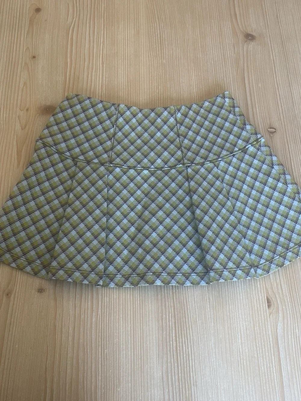 Girls Quilted Two-Piece Vest & Skirt Set in Green Plaid